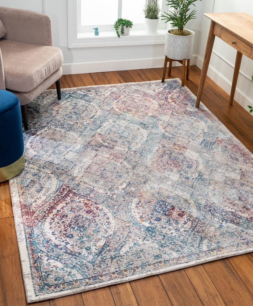 Well Woven Allure Ava Vintage Mosaic Ogee Persian Ivory Area Rug, 7'10"x9'10"
