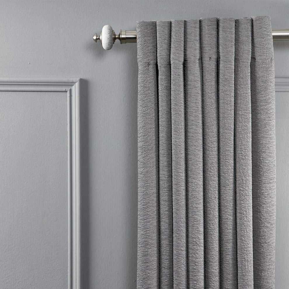 Linen Avenue Grey Stone Cap Single Curtain Rod Set,28-48 Inch,Polished Nickel