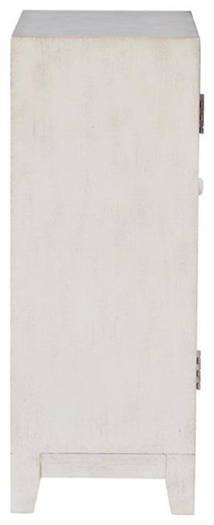 Linon Grace Storage Accent Cabinet in Smokey Off White Distressed Wood