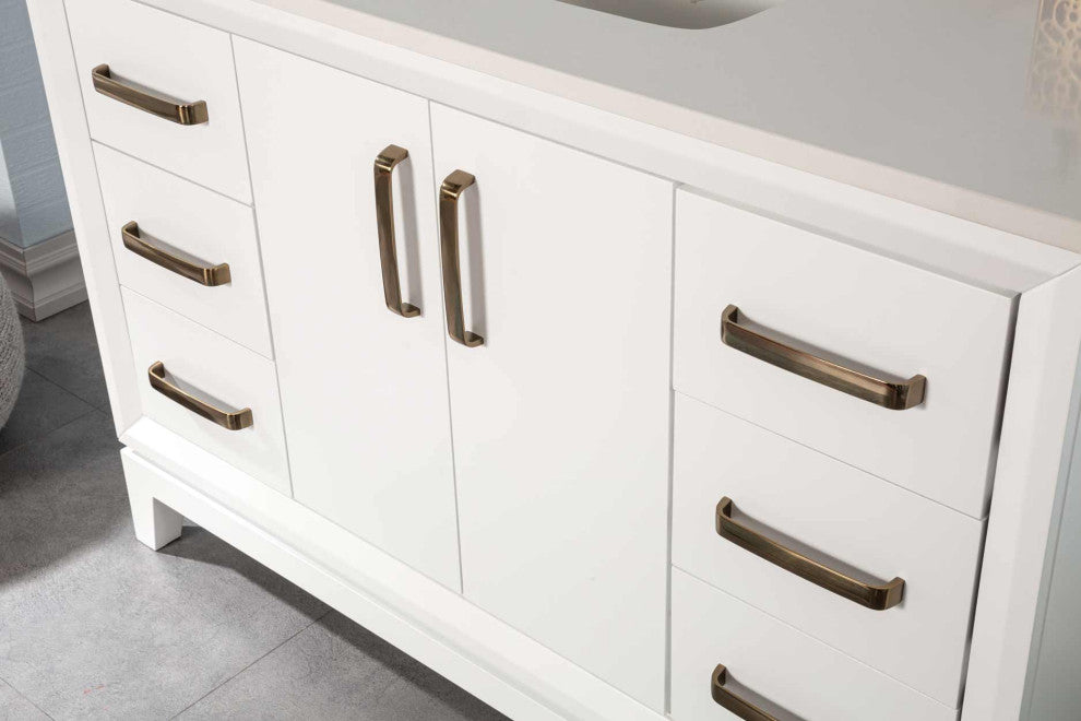 Fabia Collection 48" Bathroom Vanity With Sink, Mirror, Countertop, White