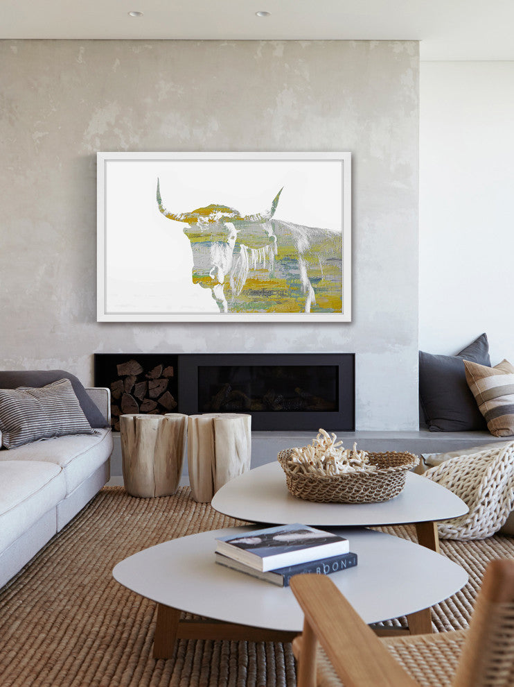 Parvez Taj "Yellow Steer" Framed Painting Print, 24"x16"