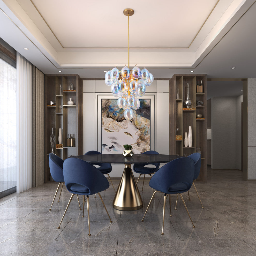 Globo - Chandelier - 9-Light - Iridescent Glass/Brass