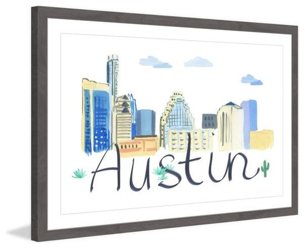 "Austin Cityscape" Framed Painting Print, 24"x16"