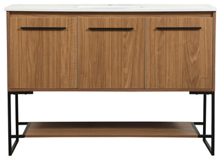 Sue Walnut Brown-Light Bathroom Vanity, Walnut Brown, 48"
