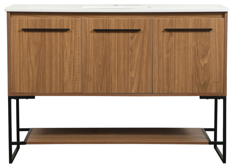 Sue Walnut Brown-Light Bathroom Vanity, Walnut Brown, 48"