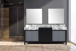 Zilara Black and Grey 84" Double Vanity Set, Monte Chrome Faucet Set