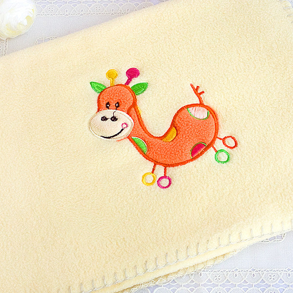 Orange Giraffe - YellowApplique Coral Fleece Baby Throw Blanket (29.5"-39.4")