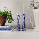 Serene Candlestick, Blue, White, Large