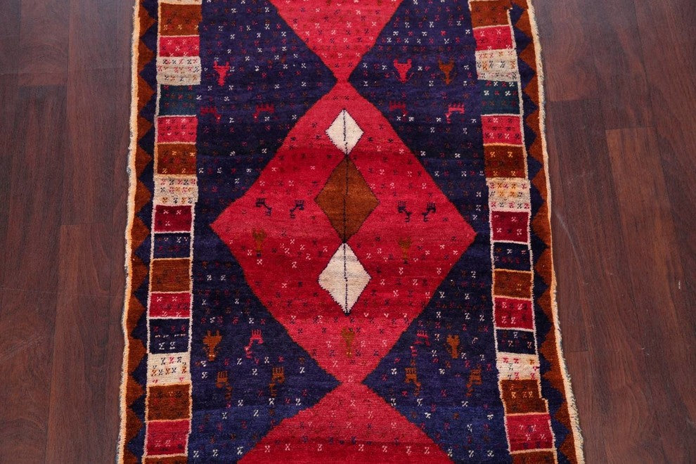 Consigned, Traditional HandKnotted Persian Qashqai Oriental Area Rug, Red, 3'x6'