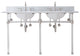 Empire 60" Wide Double Wash Stand, P-Trap, Countertop With Basin, Faucet