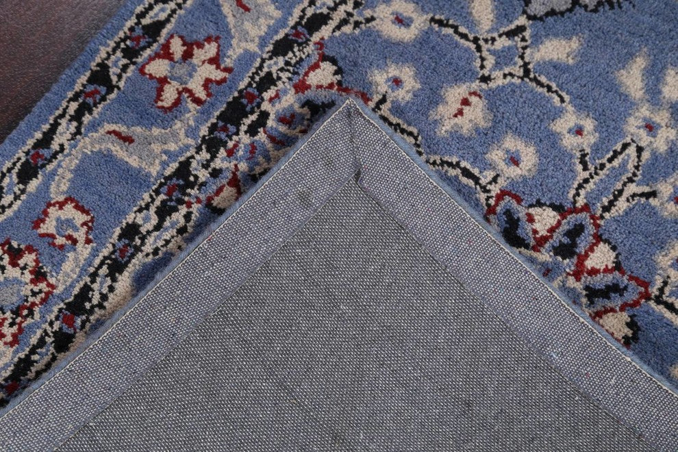 Oushak Hand Tufted Medallion Oriental Bordered Area Rug, Blue, 8x10'