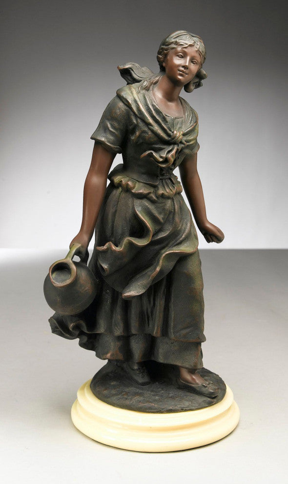 Resin Water Girl Figurine, Brown/Green