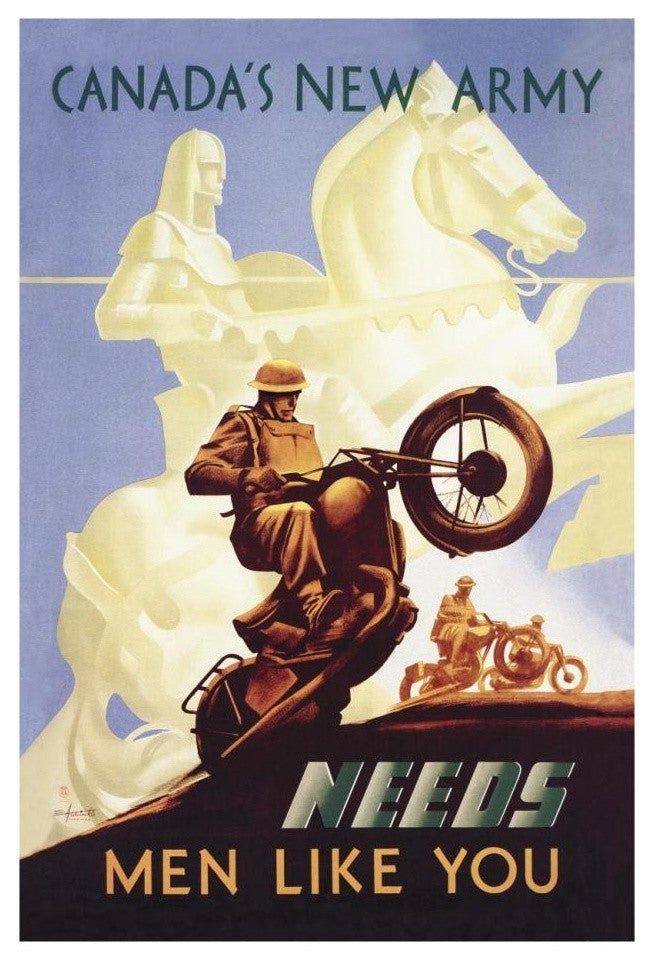 "WWI: Canada's New Army: Men Like You" Paper Print by Eric Aldwinkle, 18"x26"