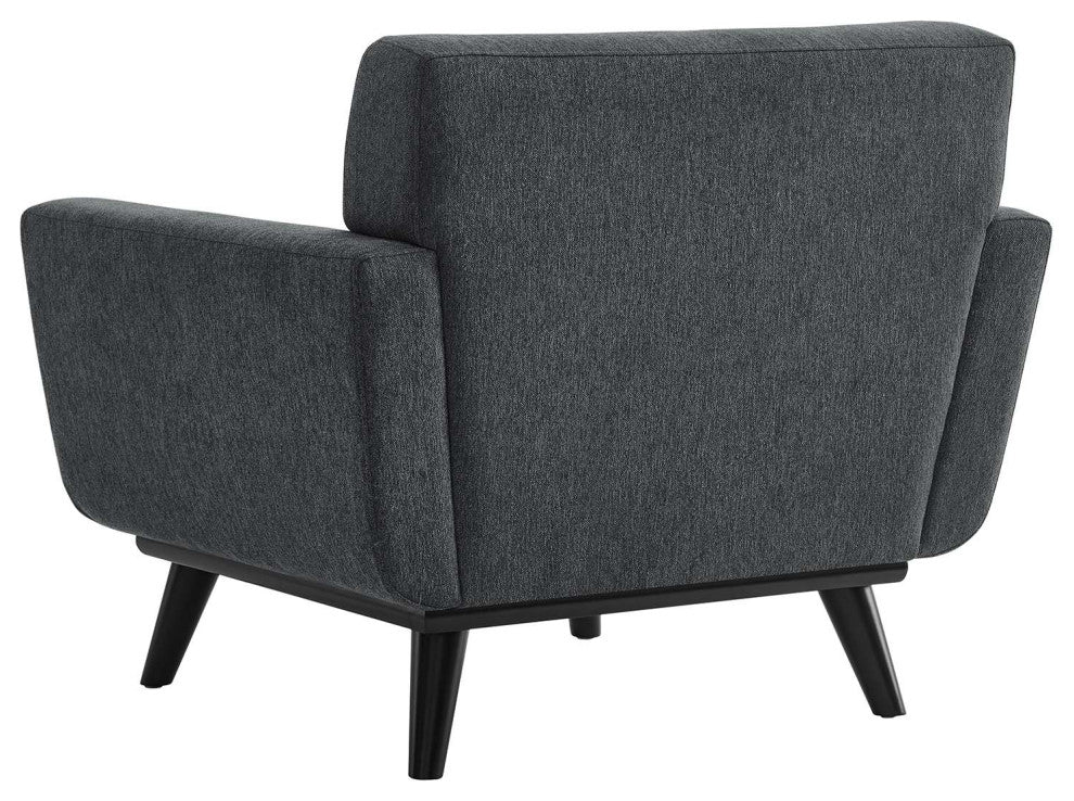 Armchair Accent Chair, Charcoal Gray, Fabric, Modern, Mid Century Lounge