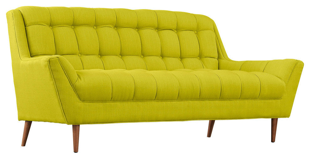 Modway Response Upholstered Fabric Loveseat, Wheatgrass