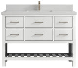 Parker 48 Single Sink Bath Vanity in White 2" Carrara Quartz