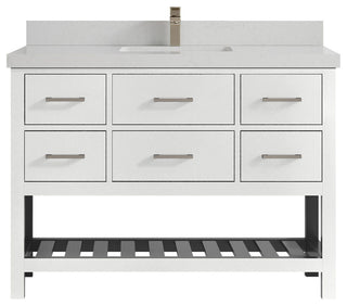 Parker 48 Single Sink Bath Vanity in White 2" Carrara Quartz