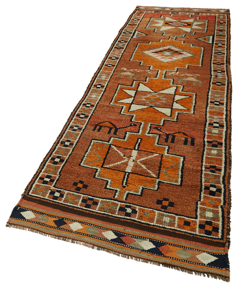 Rug N Carpet - Handmade Turkish 3' 2" x 11' 0" Unique Runner Rug
