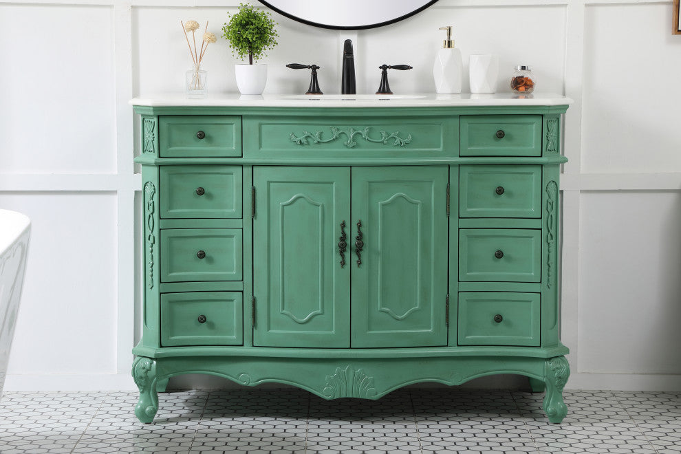 Bathroom Vanity, Vintage Mint, 48", Single Sink
