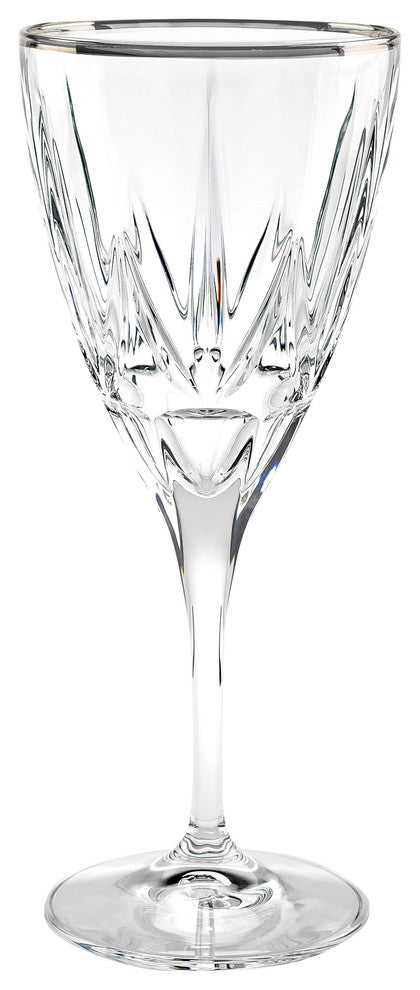 Chic Set of 6 Red Wine Goblets with Platinum Trim By Lorren Home Trends