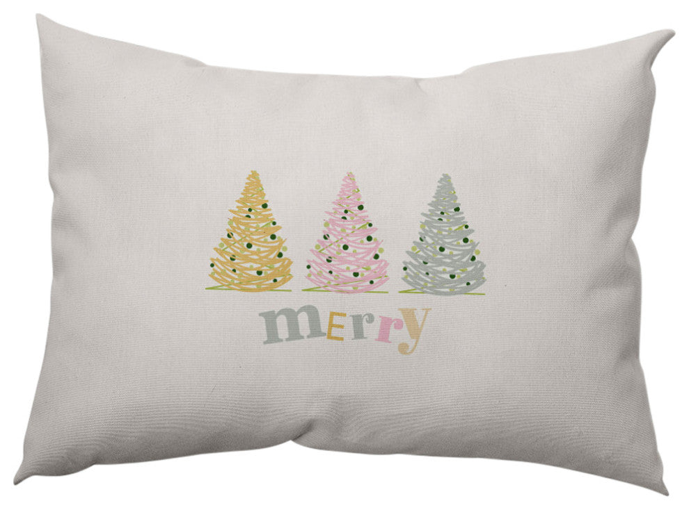 Merry Trees Decorative Throw Pillow, Multi-Soft, 14"x20"