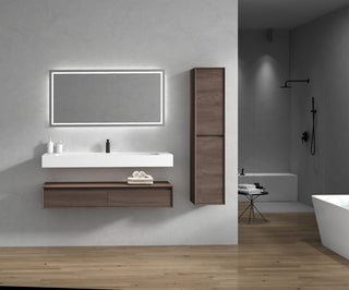 Alysa 60" Floating Bath Vanity, Acrylic Sink/Single Faucet Hole, Red Oak