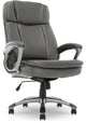 Executive Office Chair, Padded Faux Leather Seat With High Back, Gray