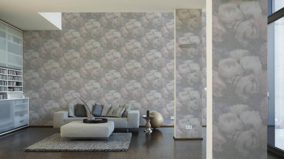 Floral Textured Wallpaper Featuring Peonies, 373923