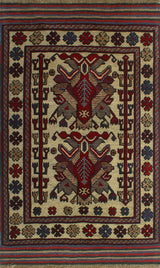Semi Antique Adem Ivory/Blue Rug, 2'11x4'7
