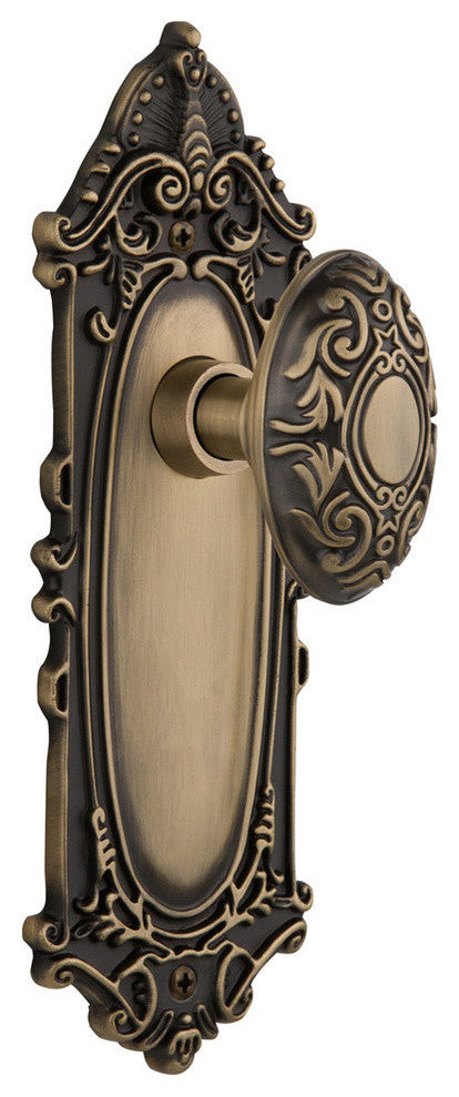 Victorian Plate Privacy Victorian Door Knob, Antique Brass