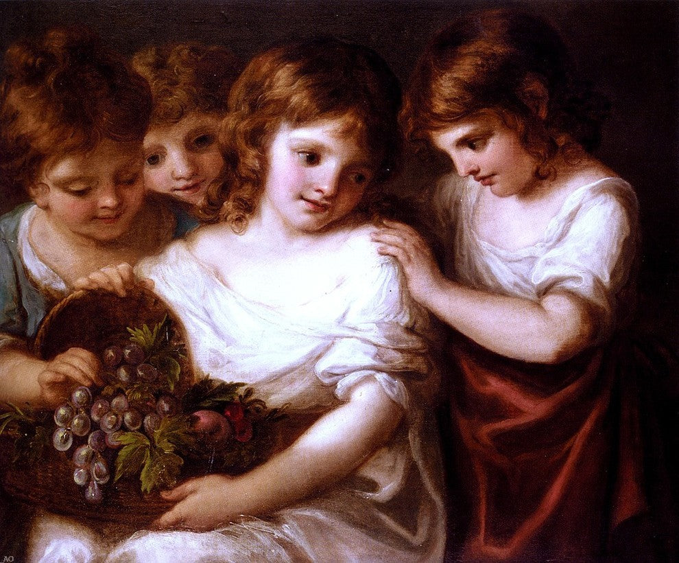 Angelica Kauffmann Four Children With A Basket Of Fruit Gallery Wrapped Canvas