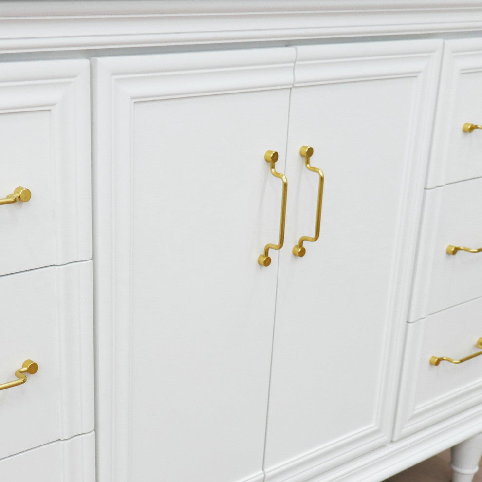 49" Single Sink Vanity, White Finish With White Carrara Marble