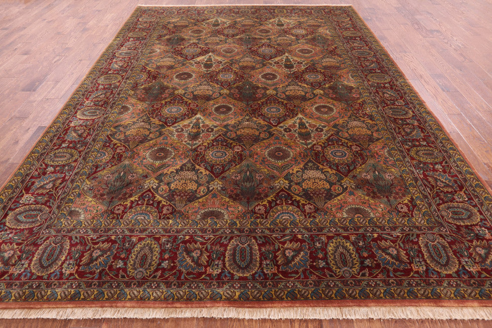 9' 2" X 12' 0" Hand Knotted Persian Fine Isfahan Wool Rug Q8852