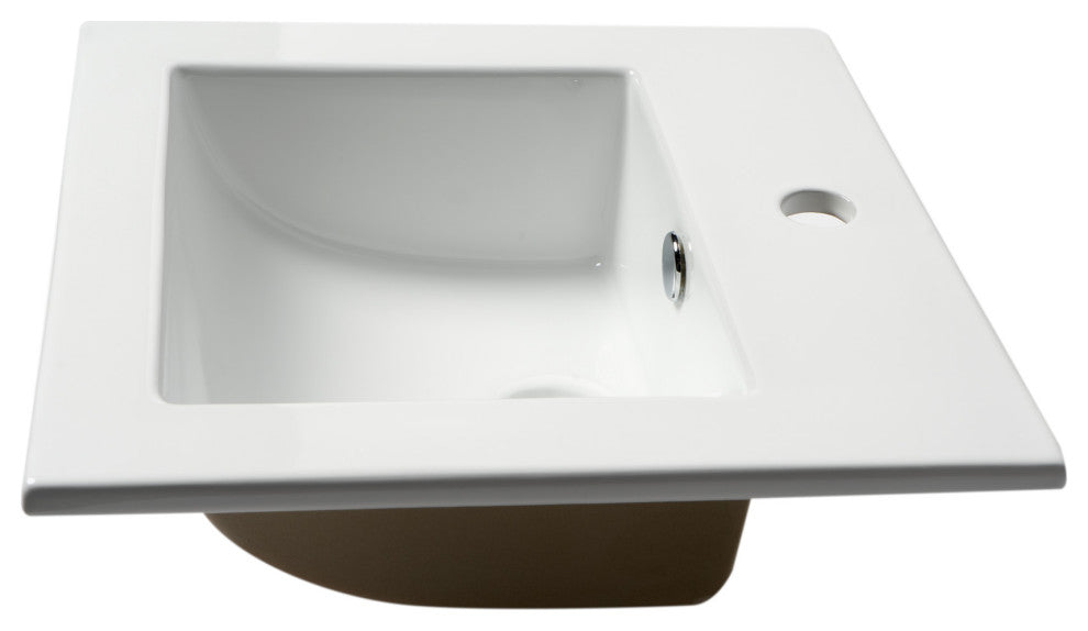 White 17" Square Drop, Ceramic Sink With Faucet Hole