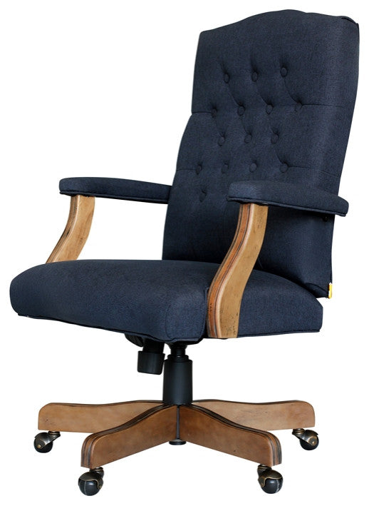 Boss Office Traditional Executive Chair in Denim Blue Linen