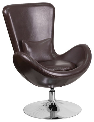 Egg Series Brown Leather Side Chair