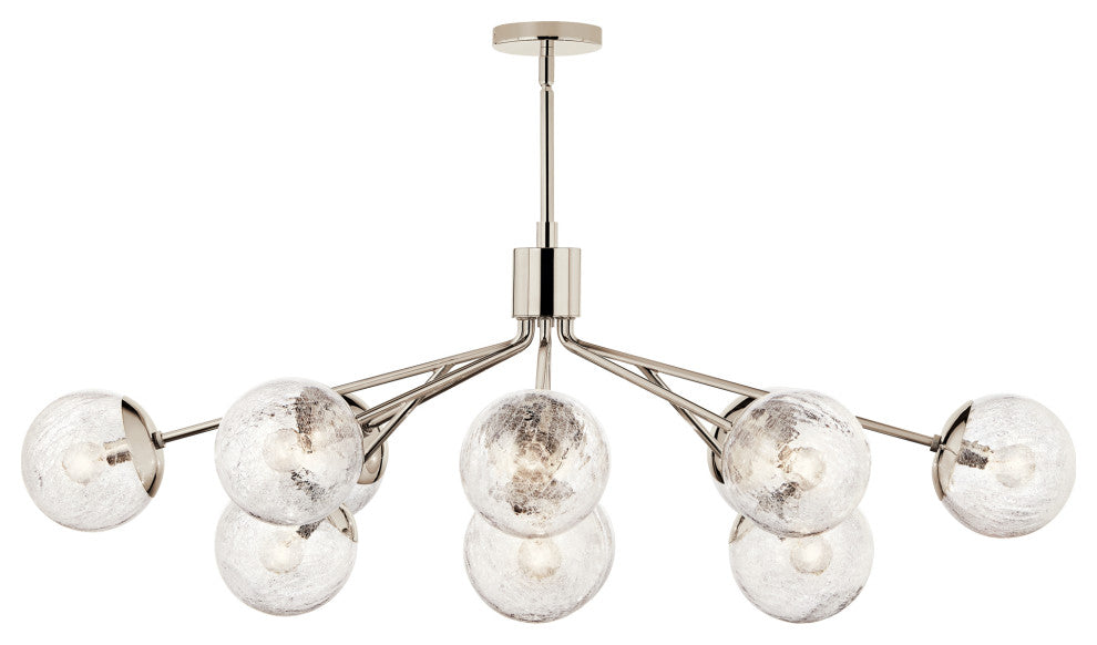 Silvarious Linear Convertible Chandelier, Polished Nickel, 12 Light