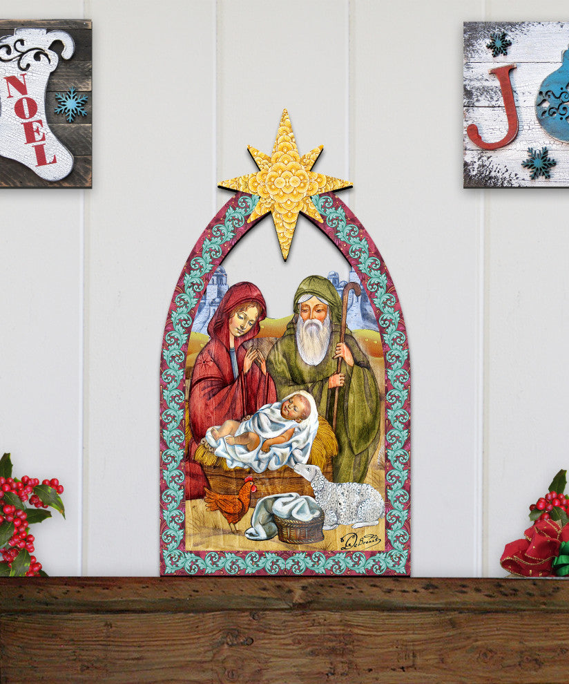 Nativity Manger Star Wooden Decor