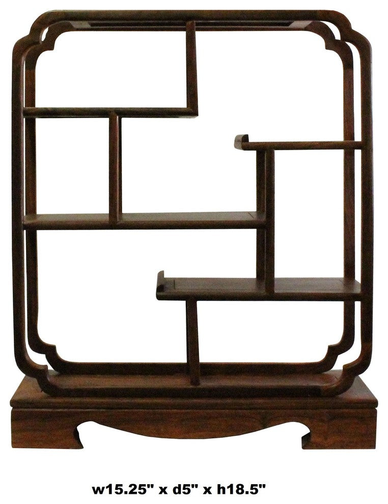 Chinese Yellowish Brown Wood Rectangular Small Curio Display Stand Hws206