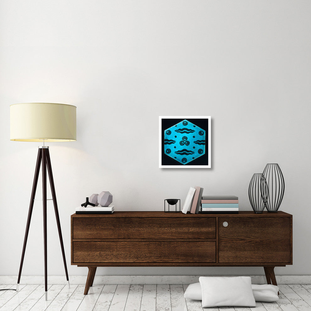 "Blue Hexagonal Tile" Print 17th Century Syrian Artisan, 20"x20"