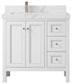 Nashville 36" Left Offset Bath Vanity, White 2" Calacatta Laza
