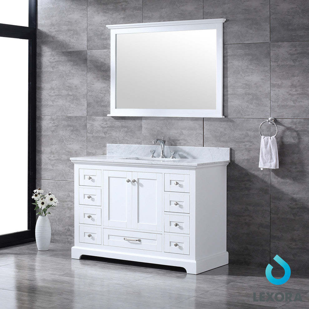 48" Single Vanity With Carrera Marble Top, Sink and 46" Mirror
