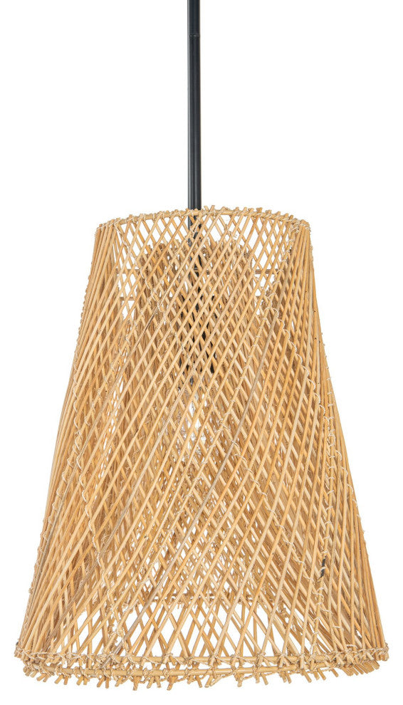 Cane Rib Webbing Oblong Dining Table Kitchen Island Pendant Lamp, Natural