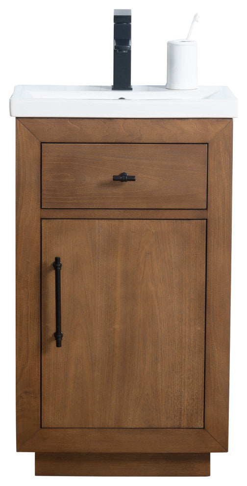 Vanity Art Bathroom Vanity With Sink, Tan, 20" Single, White Ceramic Top