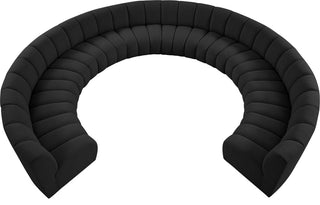 Infinity Black Boucle Fabric Upholstered Arc Shaped Modular Sectional, Black, 10-Piece, Arc-Shaped