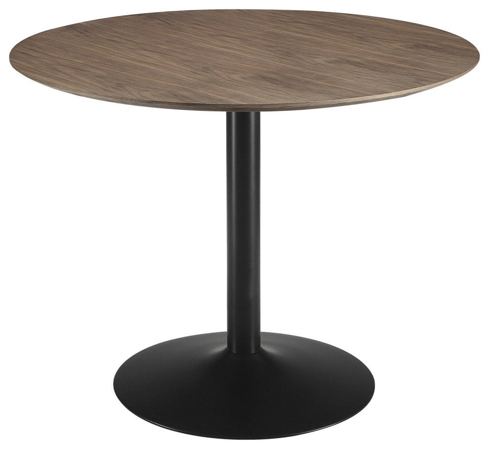 Benzara BM233395 30" Round Wooden Top Modern Dining Table, Black and Brown