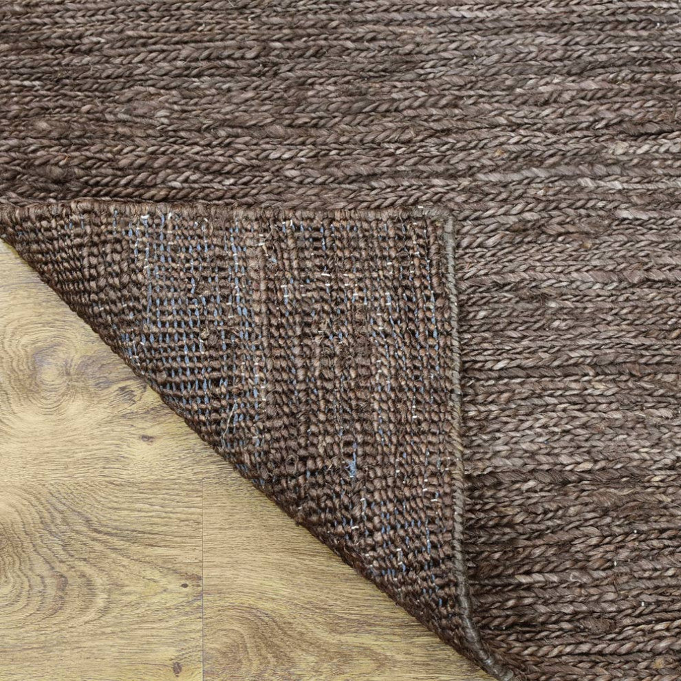 Hand Knotted Sumak Jute Eco-friendly Area Rug Solid Light Brown, [Rectangle] 5'x8'