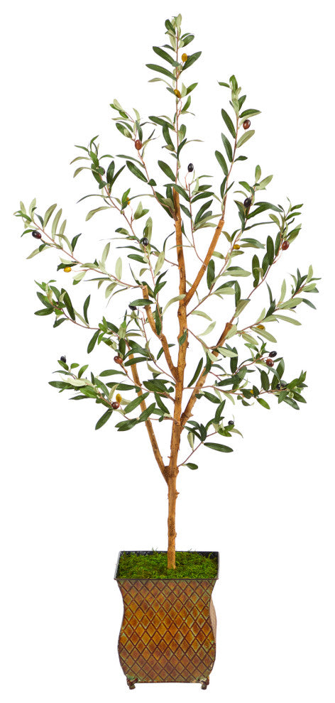 50" Olive Artificial Tree, Metal Planter