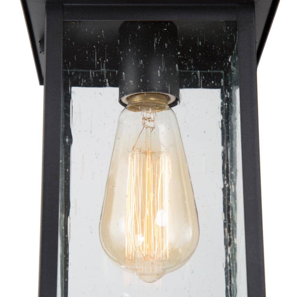 LNC 1-Light Industrial Outdoor Wall Lantern with Seeded Glass Panels, Single Pendant
