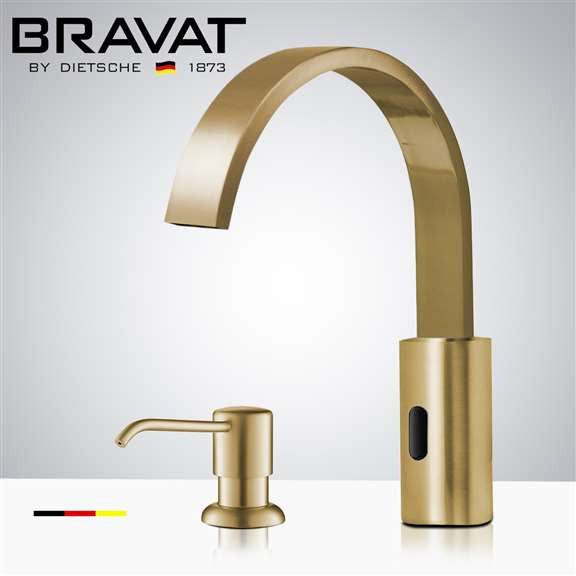 Fontana Commercial Brushed Gold Touchess Automatic Sensor Faucet, Soap Dispenser